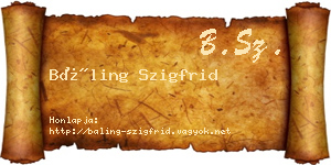 Báling Szigfrid névjegykártya